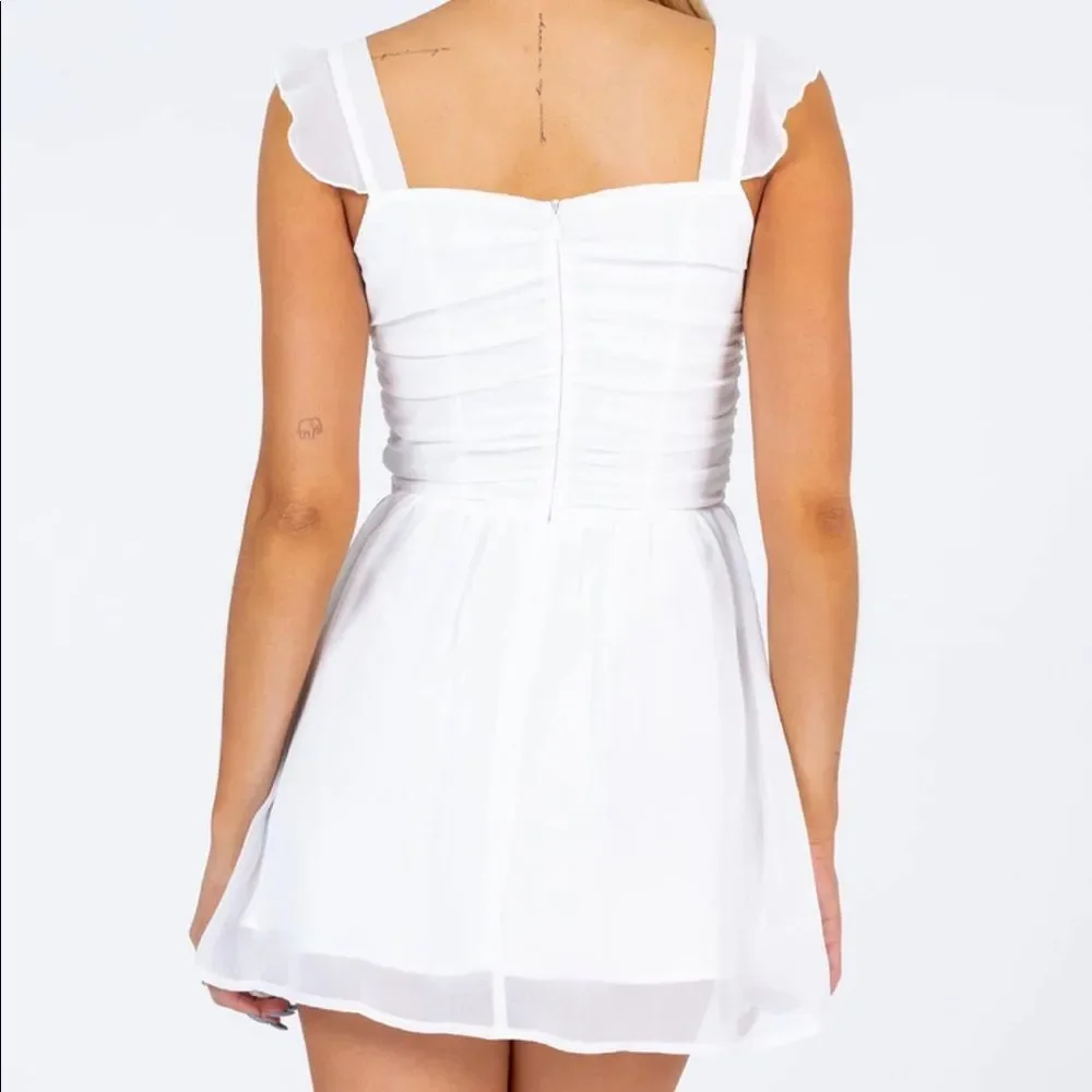 Princess Polly So Sweet White Chiffon Mini Dress Sz 12 NWOT - Picture 3 of 13